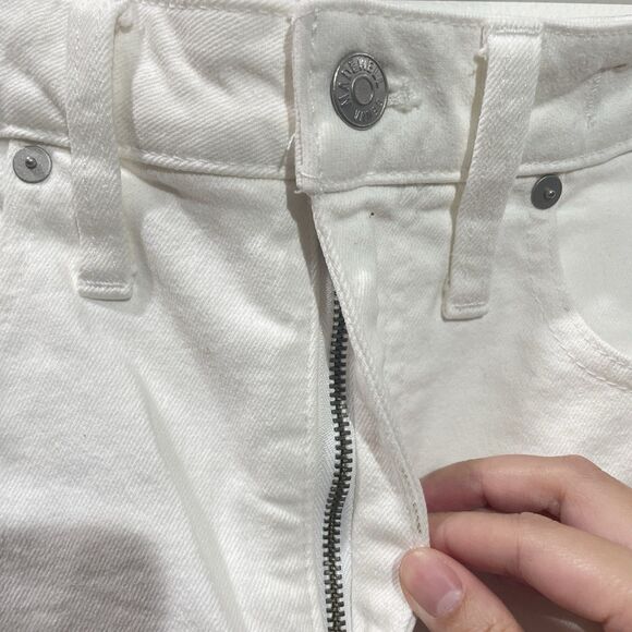 Madewell Curvy High Rise Denim Shorts White Frayed Hem Women Size 27 - Picture 4 of 12